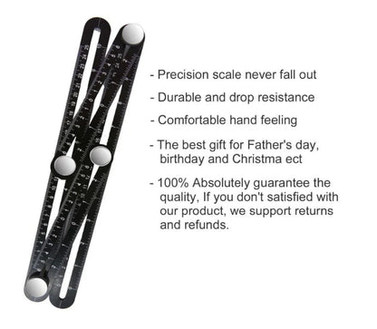 Aluminium Angleizer Ruler with inch and centimetre markings, ideal for accurate measurements and complex shape creation in DIY and construction projects