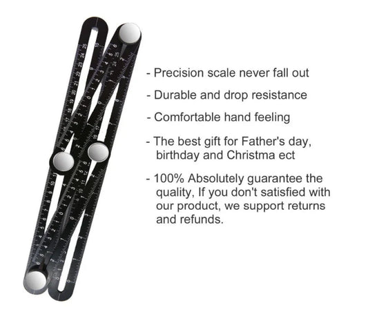 Aluminium Angleizer Ruler with inch and centimetre markings, ideal for accurate measurements and complex shape creation in DIY and construction projects