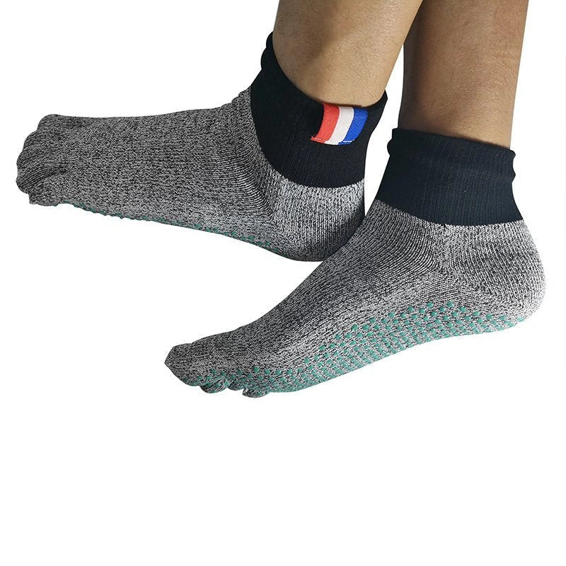 Beach anti-slip socks with five-toe design and silica gel soles for outdoor activities