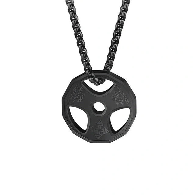 Hip hop fashion fitness dumbbells necklace with tide pendant in titanium steel