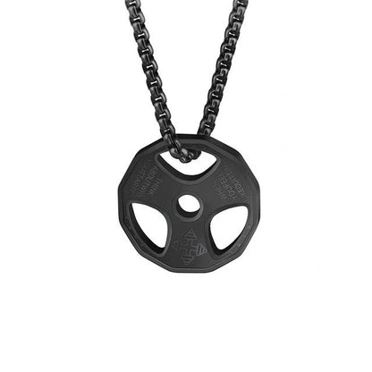 Hip hop fashion fitness dumbbells necklace with tide pendant in titanium steel