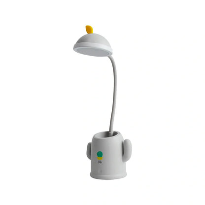 Cactus-shaped table lamp with pen holder and USB charging feature