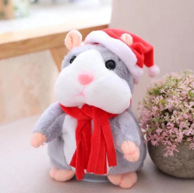 15CM Little Talking Hamster Toy in light brown, dark brown, and grey