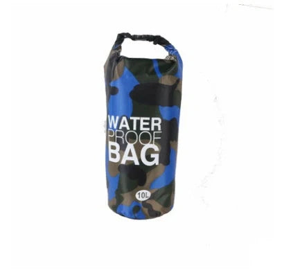 Camouflage waterproof bucket bag for outdoor adventures, available in multiple sizes and colours.