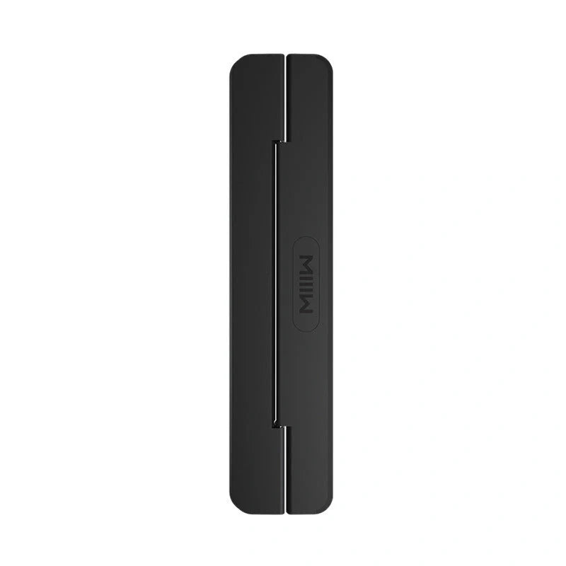 Portable folding laptop stand in black with 8° tilt angle for ergonomic comfort
