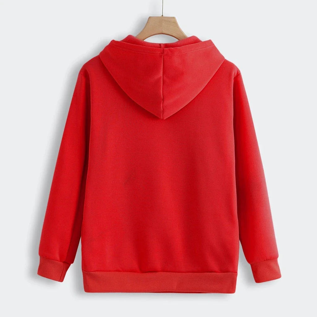 A stylish hooded jumper with a unique cat-themed pocket design, made from premium cotton fabric.