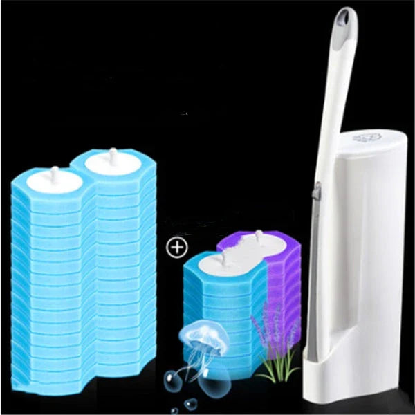 Premium disposable toilet brush with plastic, sponge, and scratch-resistant cloth for effective and hygienic bathroom cleaning