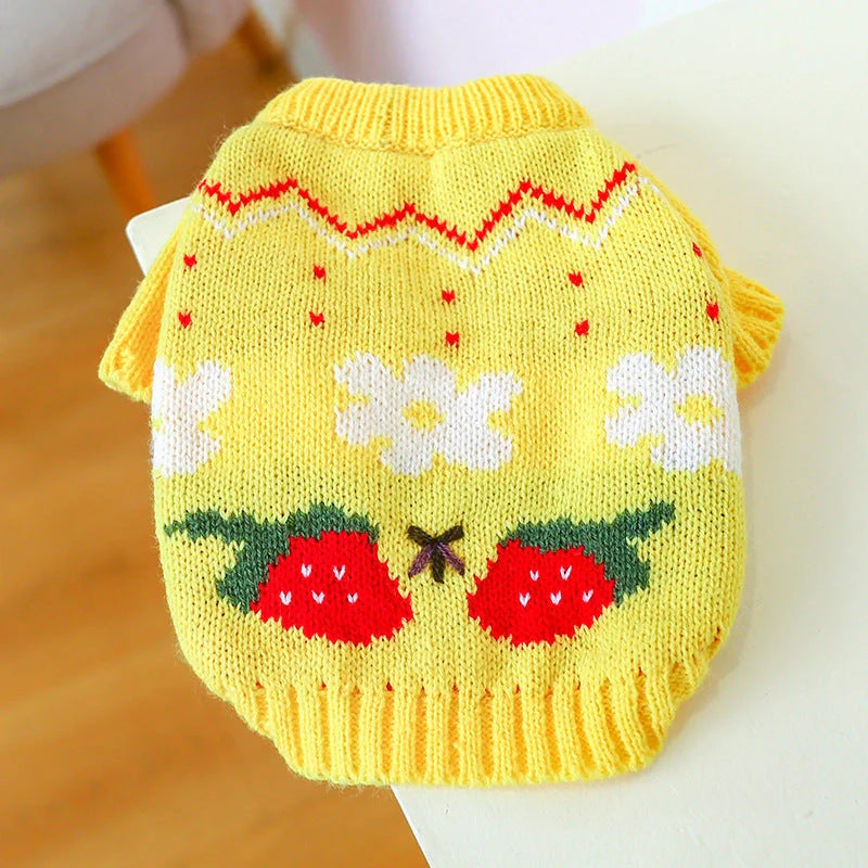 Bowknot Hollow Knit Dog Sweater in various colours and sizes