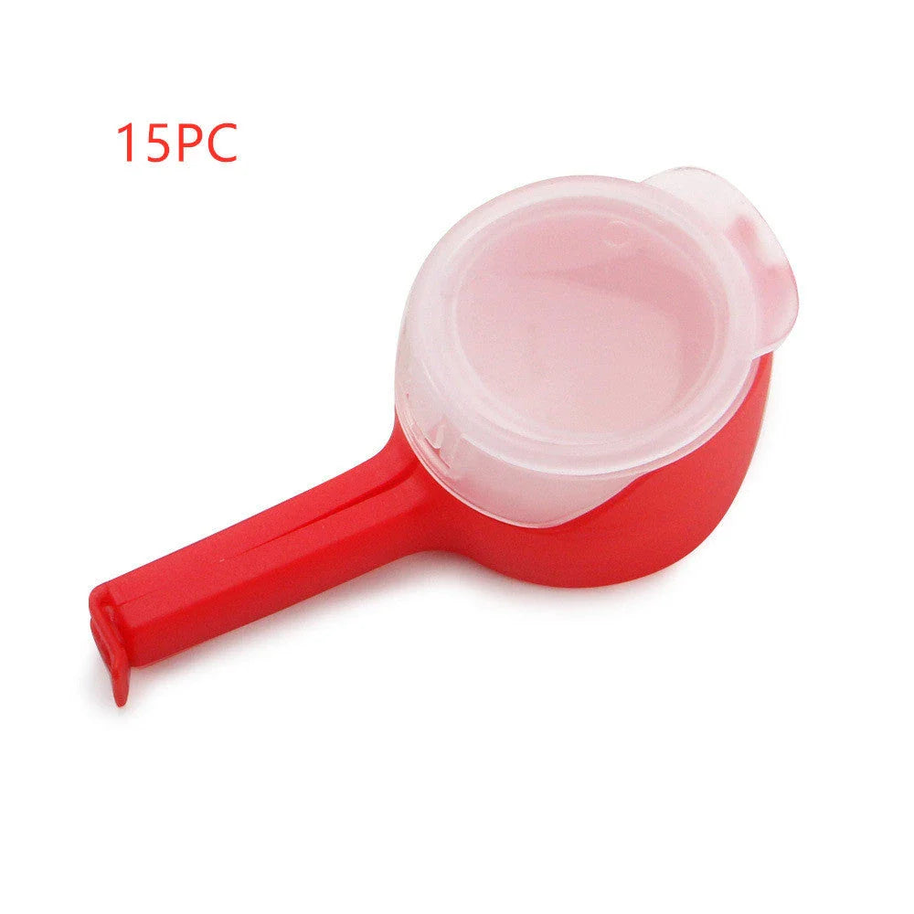 Premium food preservation clip with airtight seal and wide pouring spout to keep snacks fresh