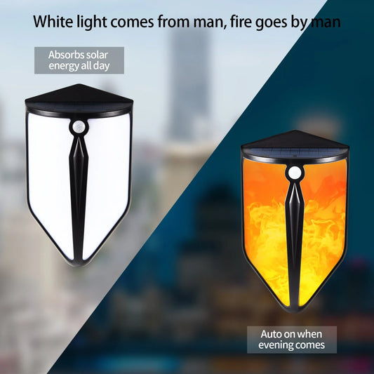 Solar LED wall lamp with motion sensor in black and bronze for garden security