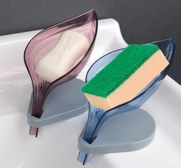 ABS suction cup soap holder and sponge drain box in various colours for kitchen organisation