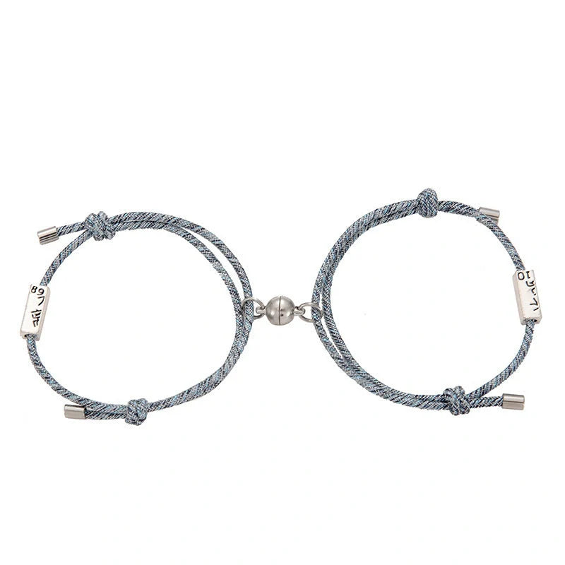 Magnetic Couple's Bracelet Set with adjustable alloy design, symbolising eternal love and connection.