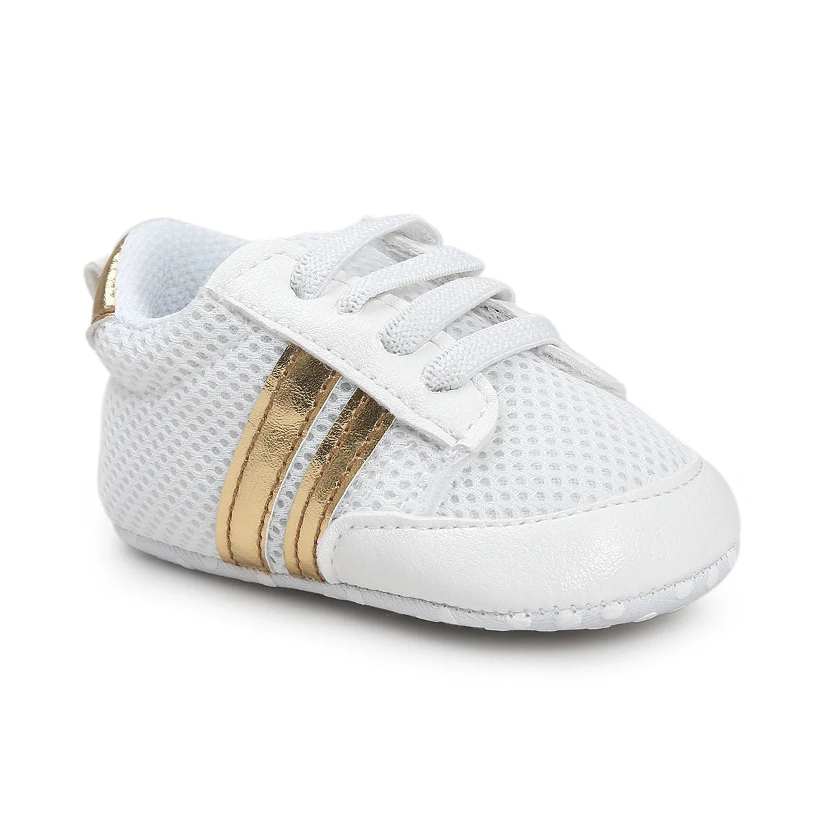 Soft PU leather non-slip baby moccasins for first walkers in brown