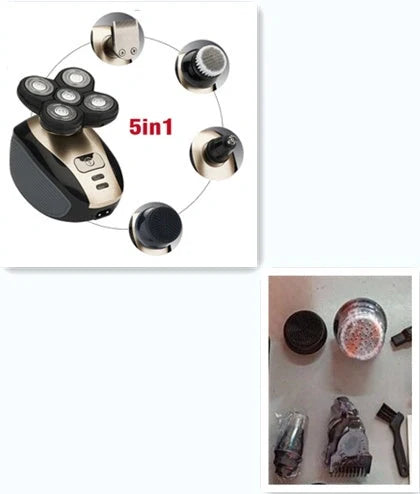 5-in-1 Electric Shaver for Men with 5 Floating Blades, Waterproof and Rechargeable