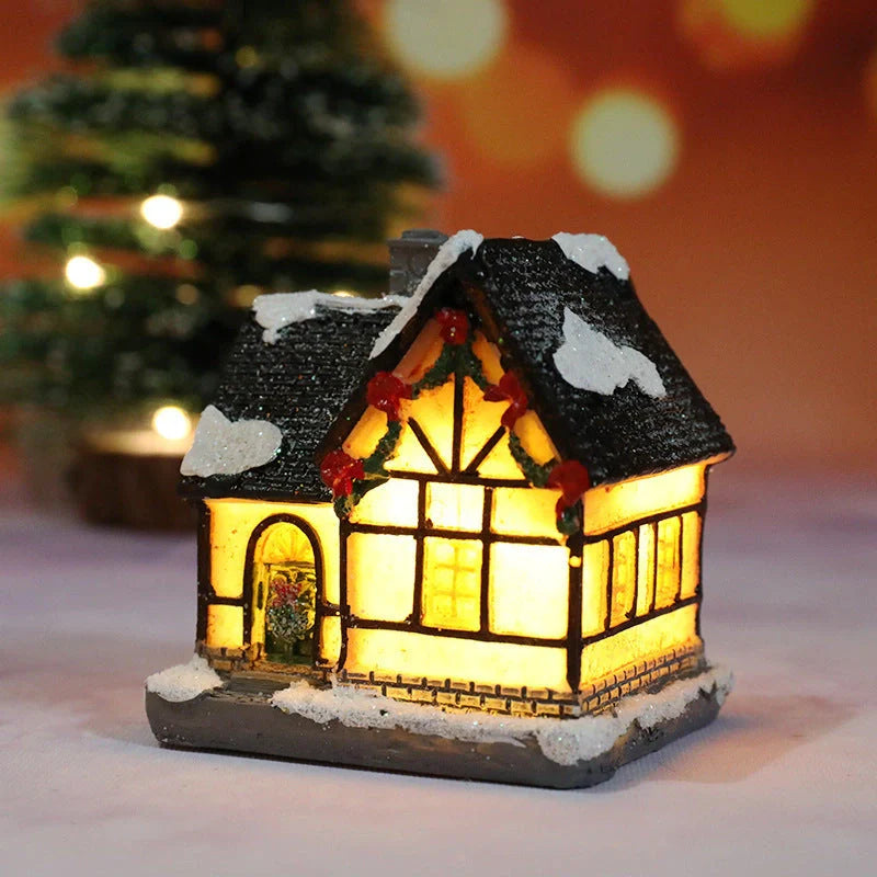 Compact Christmas Decorations Micro Landscape Resin House ornament with detailed design