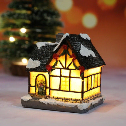 Compact Christmas Decorations Micro Landscape Resin House ornament with detailed design