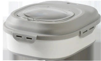 Foldable kitchen storage box for rice and flour with insect-proof seal in green, pink, and grey