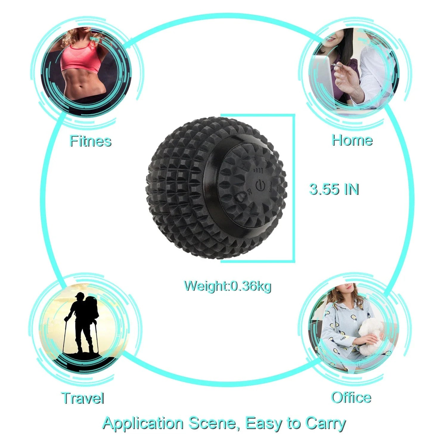 Premium vibrating massage ball with 4 adjustable vibration modes for muscle relaxation and recovery