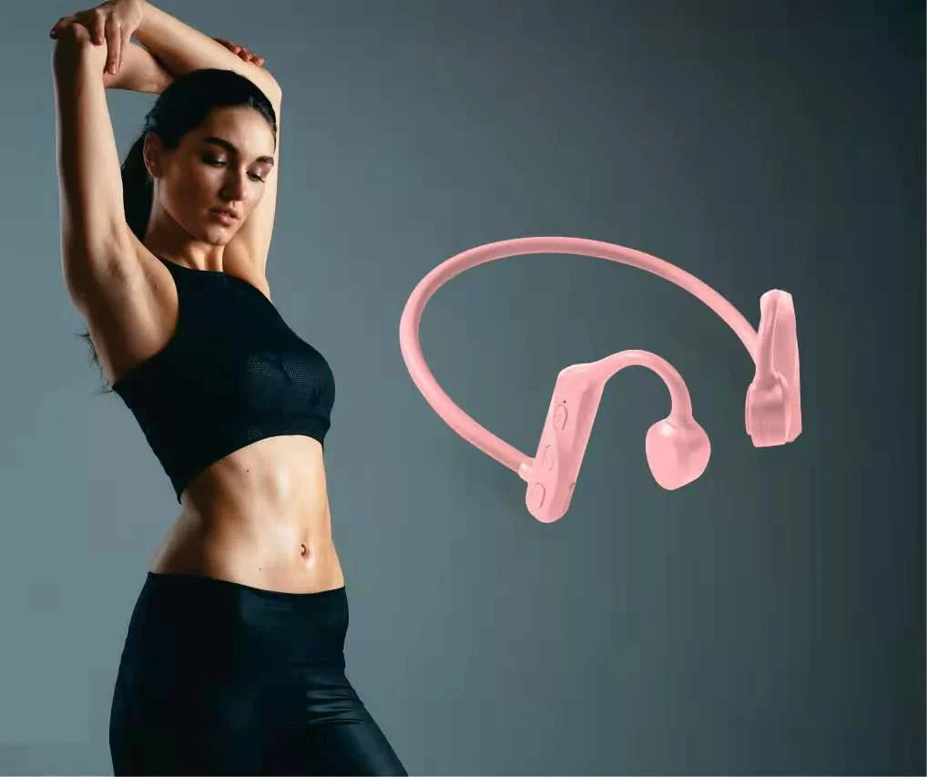 Wireless Sports Headphones with Mic in Pink, Black, and Green options