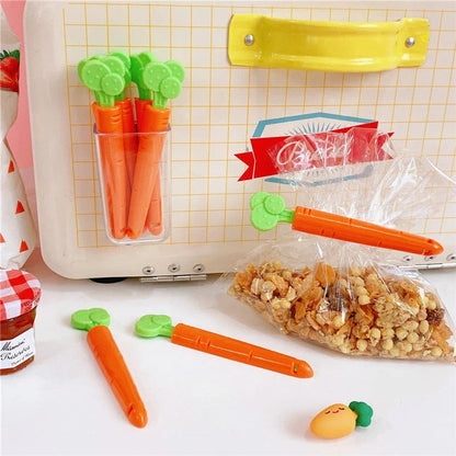 Carrot-shaped bag clip for sealing and preserving food freshness