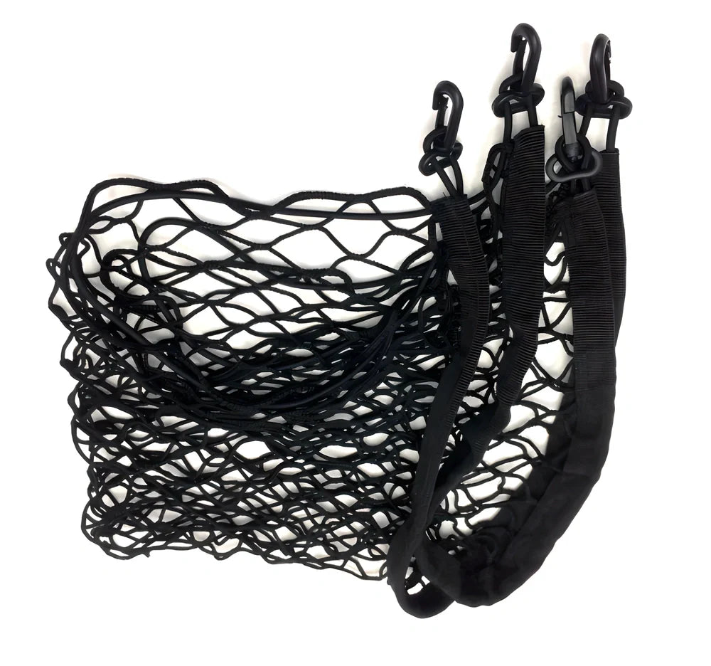 Premium nylon car organiser net with compartments to keep items secure in car boot