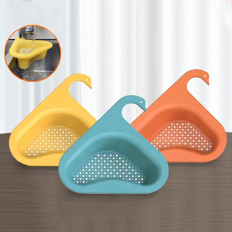 Swan-shaped kitchen sink hanging basket for drying fruits and vegetables