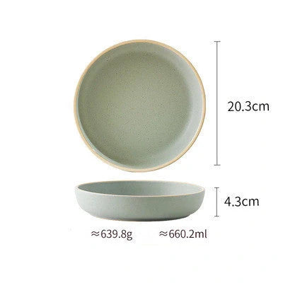 Pure Colour Matte Ceramic Plate Set with sesame point glaze in pink, grey, white, and blue