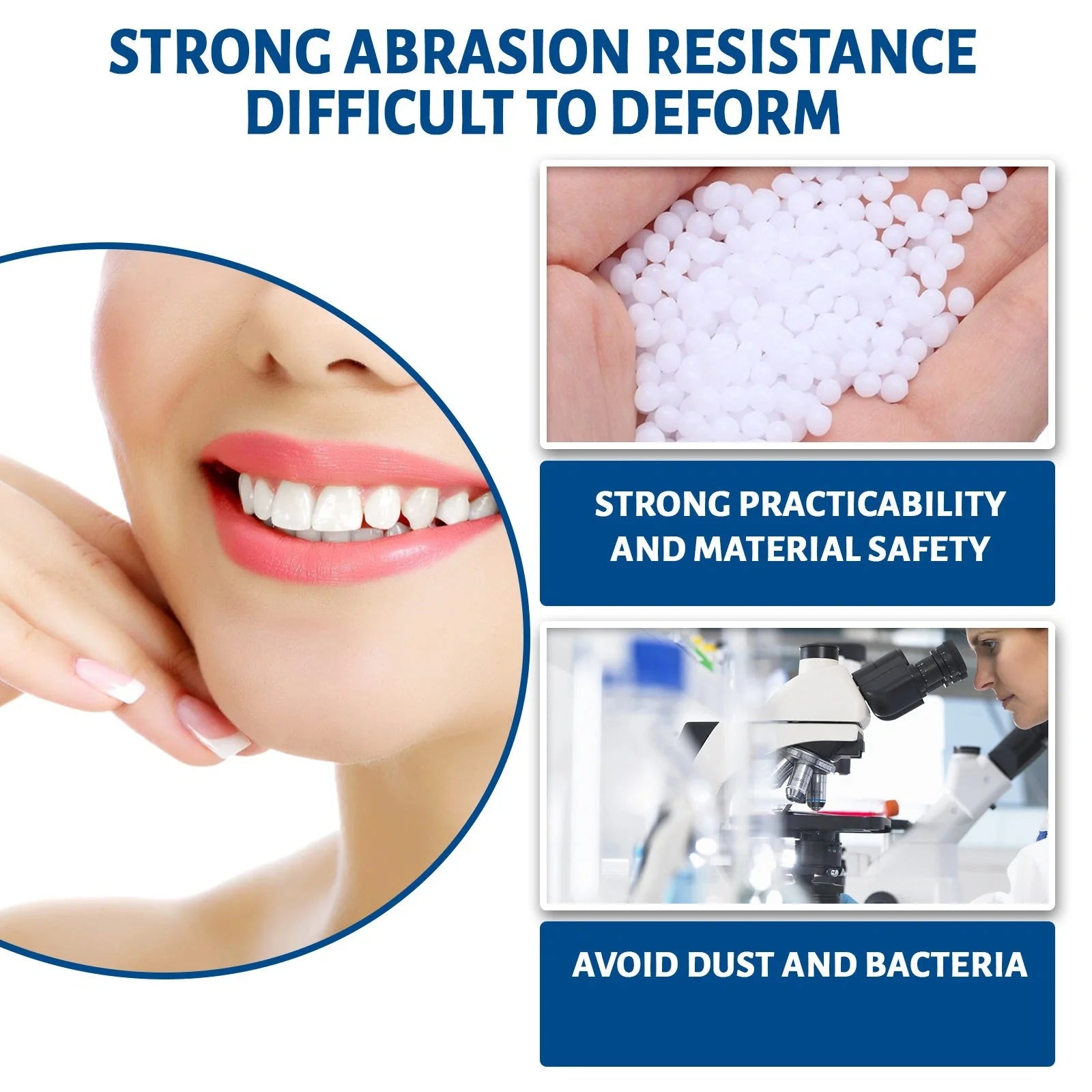 Premium cosmetic dentures for film and television use, available in multiple sizes and designed for discreet, customisable, and durable performance