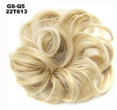 Synthetic wavy curly messy hair bun for women, 12cm diameter, high temperature wire
