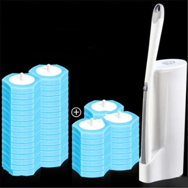 Premium disposable toilet brush with plastic, sponge, and scratch-resistant cloth for effective and hygienic bathroom cleaning