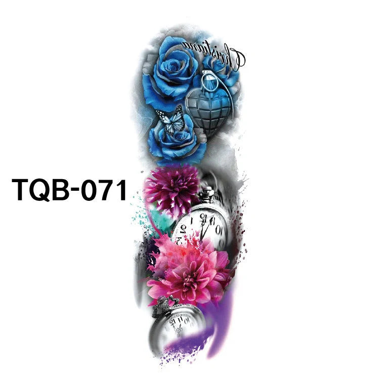Waterproof Full Arm Tattoo Sticker in various colours for temporary body art