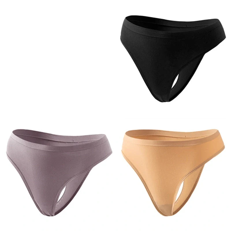 Women's low waist cotton sports panties in a 3-color set, perfect for fitness and daily wear