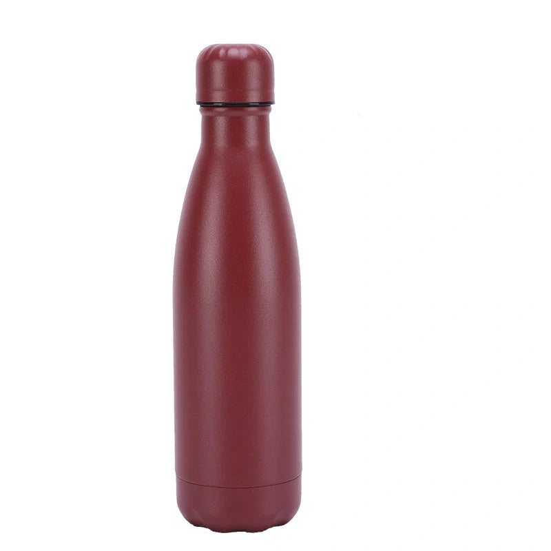 Insulated stainless steel water bottle with rubber painted surface in various colours