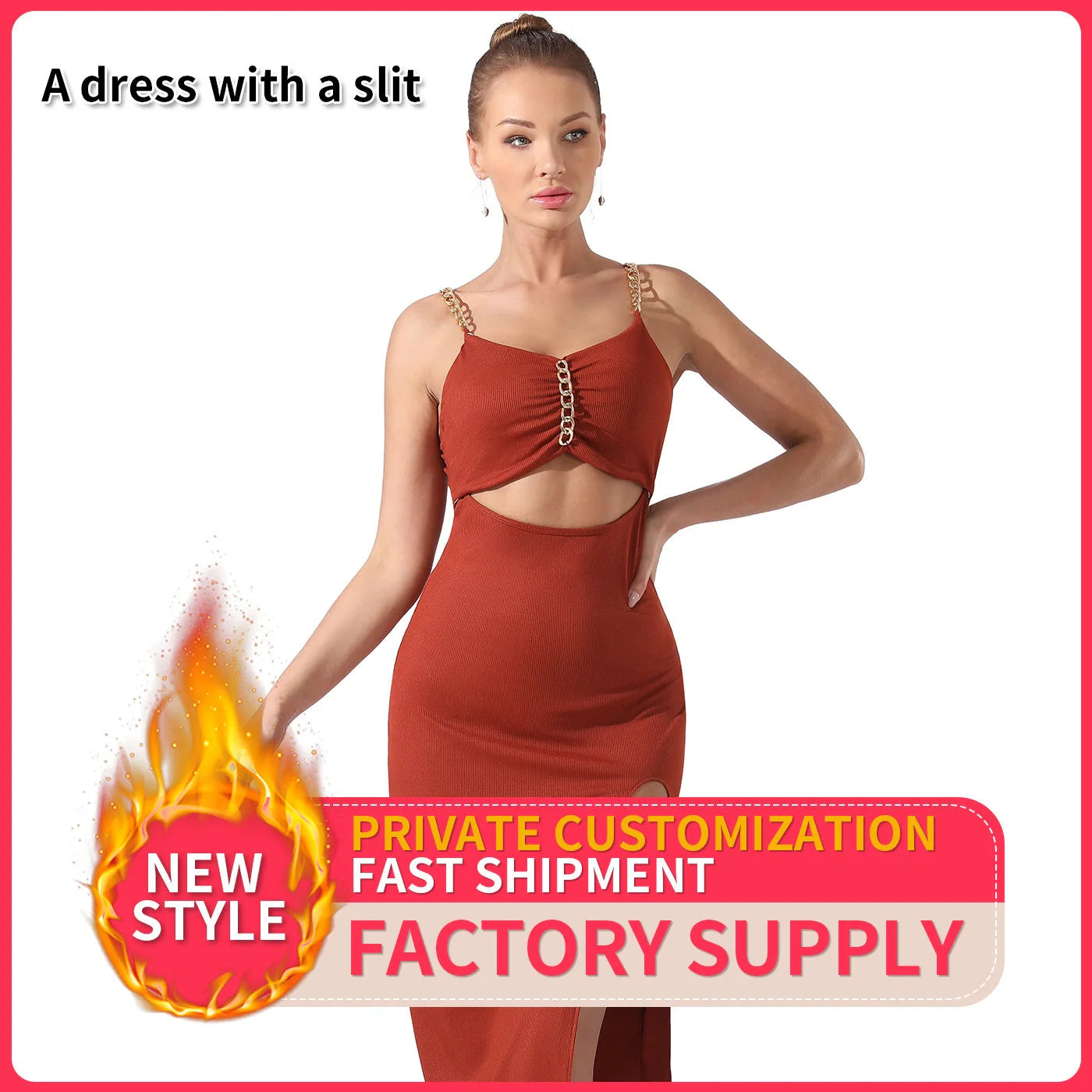 Elegant women's halter sleeveless split dress in various colors