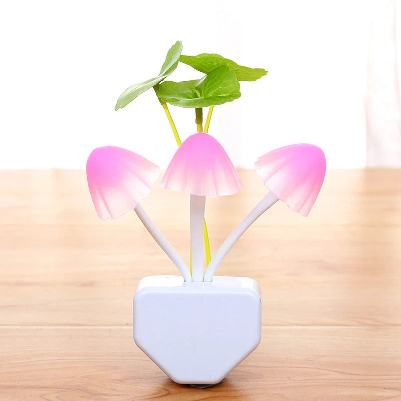 LED Mushroom Night Light with colour-changing feature and automatic sensor