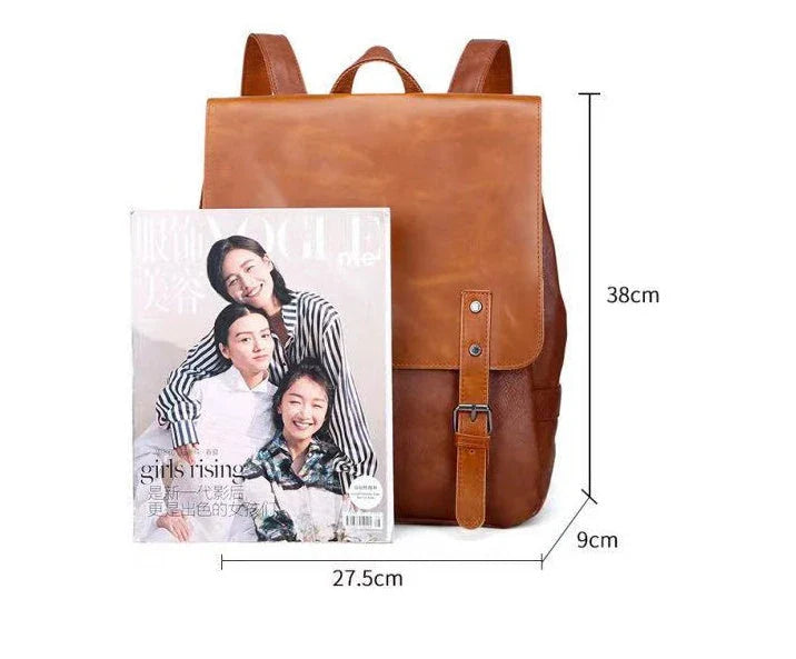 Durable PU leather backpack with spacious storage and laptop compartment for modern men