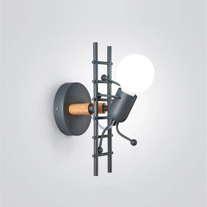 Retro LED Wrought Iron Villain Creative Climbing Stairs Lights in black, green, and white