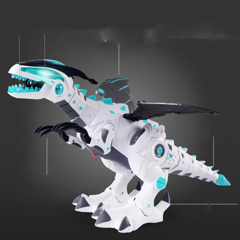 Roaming Robotic Dragon Toy with Lifelike Movement, Flashing Lights, Sounds, and Water Spray Effects