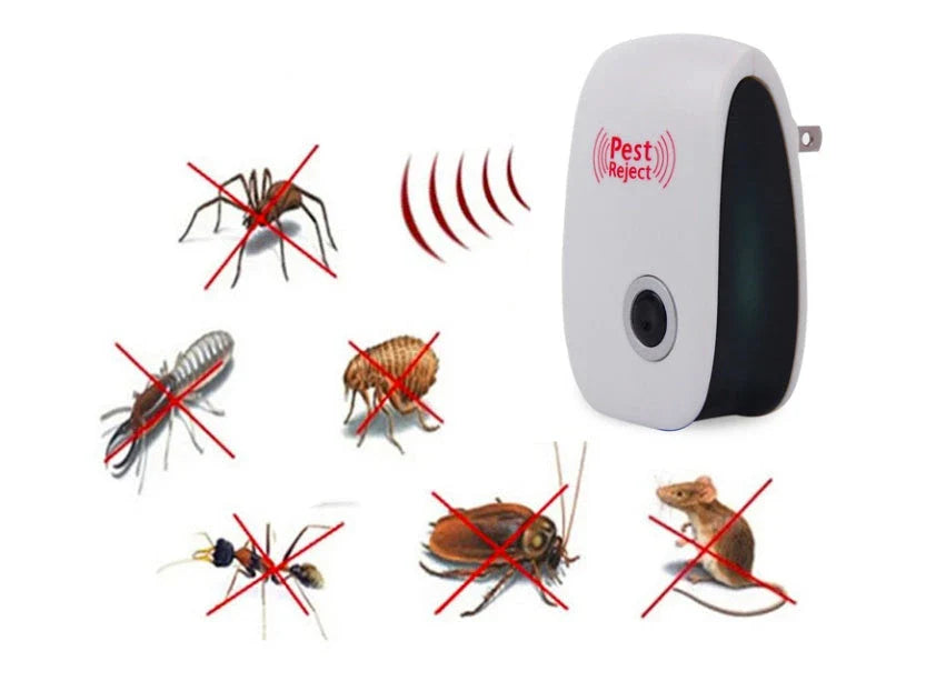 Ultrasonic pest repeller device that effectively repels mosquitoes, insects, and mice using high-frequency sound waves