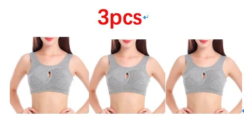 Supportive cotton sports bra with crossover design for lift and support, preventing sagging and bra lines