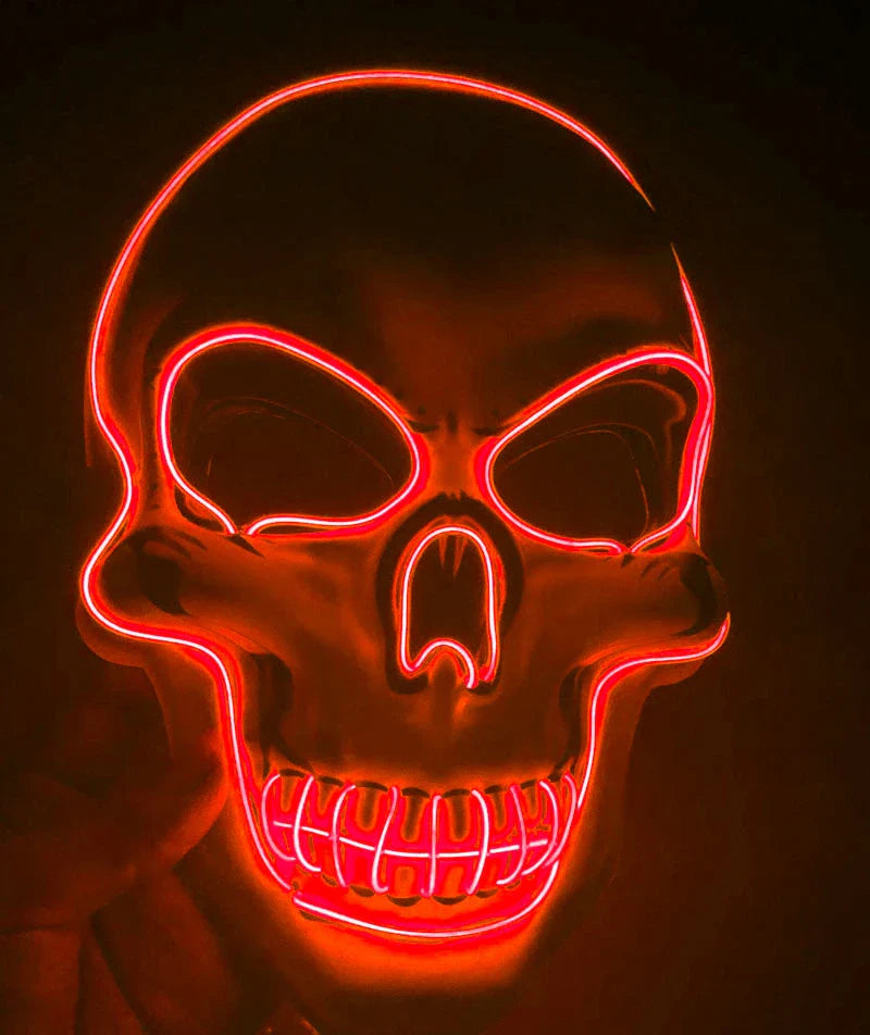 Spooktacular LED Skeleton Mask in a variety of vibrant colours, featuring four lighting modes for the perfect eerie ambiance