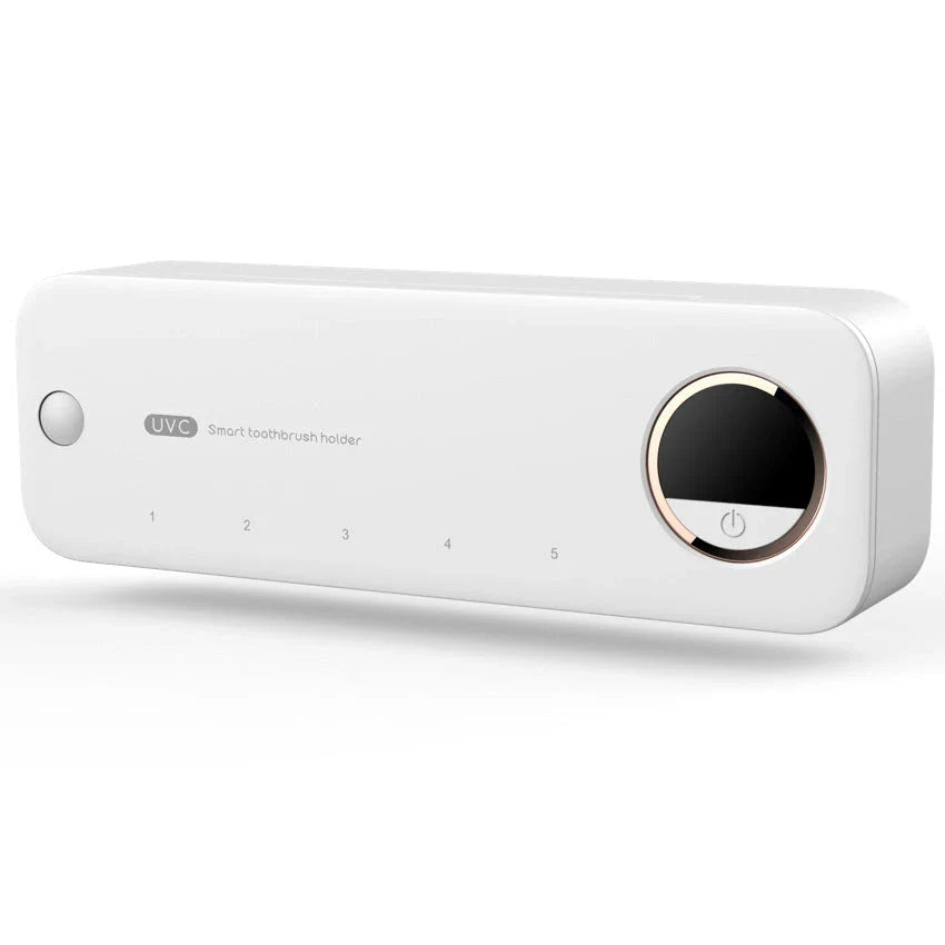 Rechargeable UV Sterilizing Toothbrush Holder with LED Display and Wall-Mounted Design