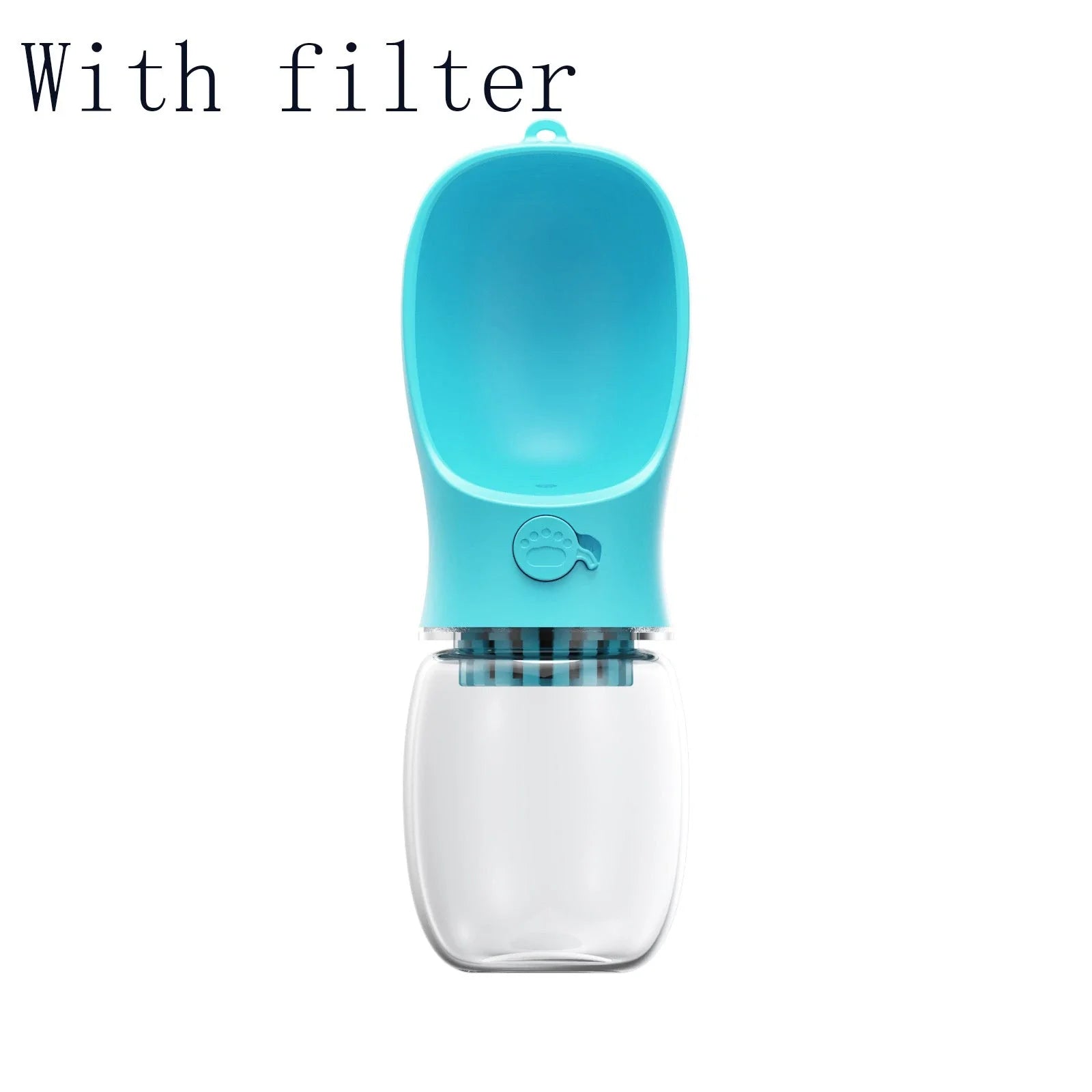 Durable and portable pet water bottle with one-touch button, suitable for outdoor activities with your furry friend