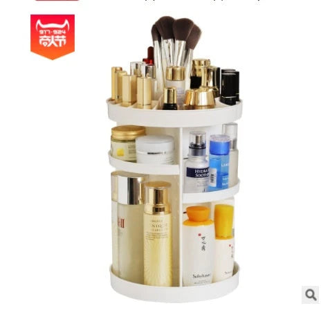 Diamond Wave Makeup Organiser with 360-degree rotating compartment and premium finishes