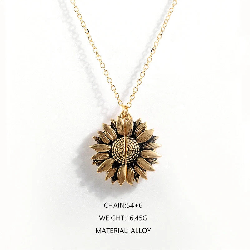 Elegant Sunflower Double-layer Lettering Necklace in various colours