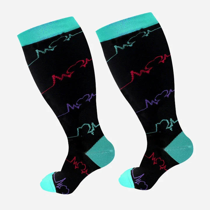 Plus-sized compression socks with bamboo fiber blend for breathability and comfort