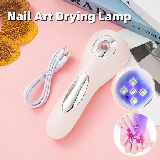 Rechargeable mini UV LED nail lamp in white and pink colors with 5 LED bulbs for curing gel polish