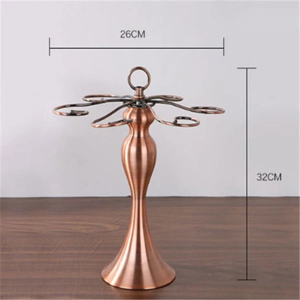 Bronze metal wine glass rack for upside down storage, dimensions 32x26x26cm