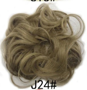 Synthetic wavy curly messy hair bun for women, 12cm diameter, high temperature wire