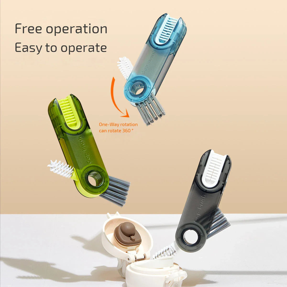 Versatile multi-purpose bottle cleaning brush set with spiral design for reaching into narrow crevices and tough-to-clean areas